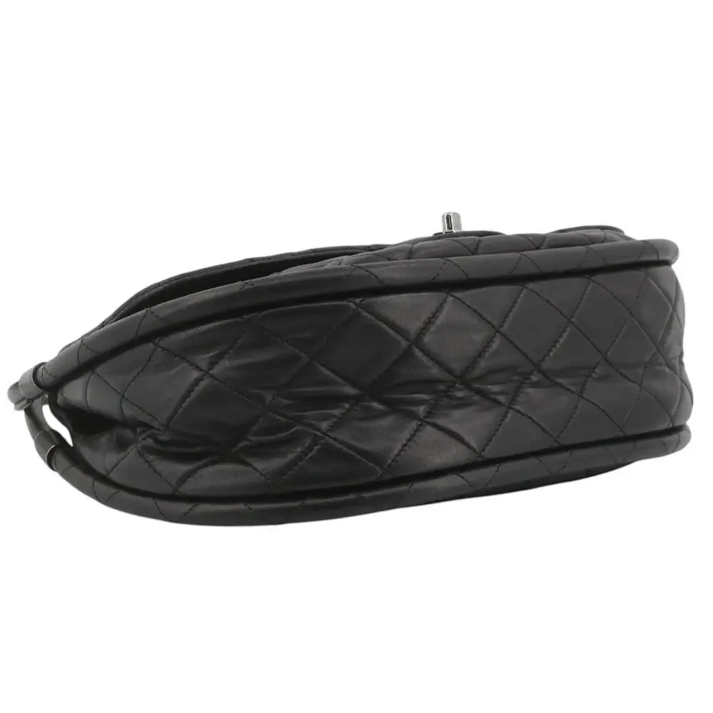 Chanel Medium Hula Hoop Bag Vintage CC Black Lambskin Flap SHW Quilted Rare